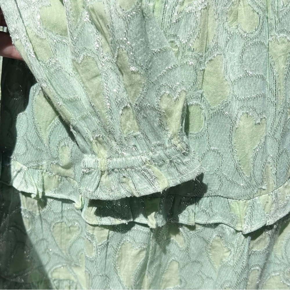 🌻Roller Rabbit Clermont Nori Tiered Dress – Size Small, Mint Green with Silver - Picture 5 of 11